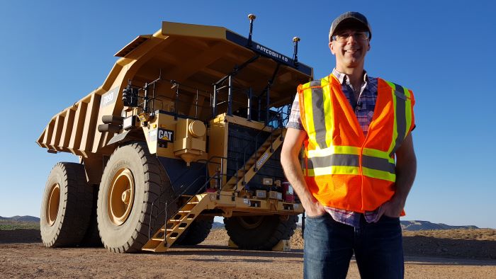 Giant self-driving mining truck